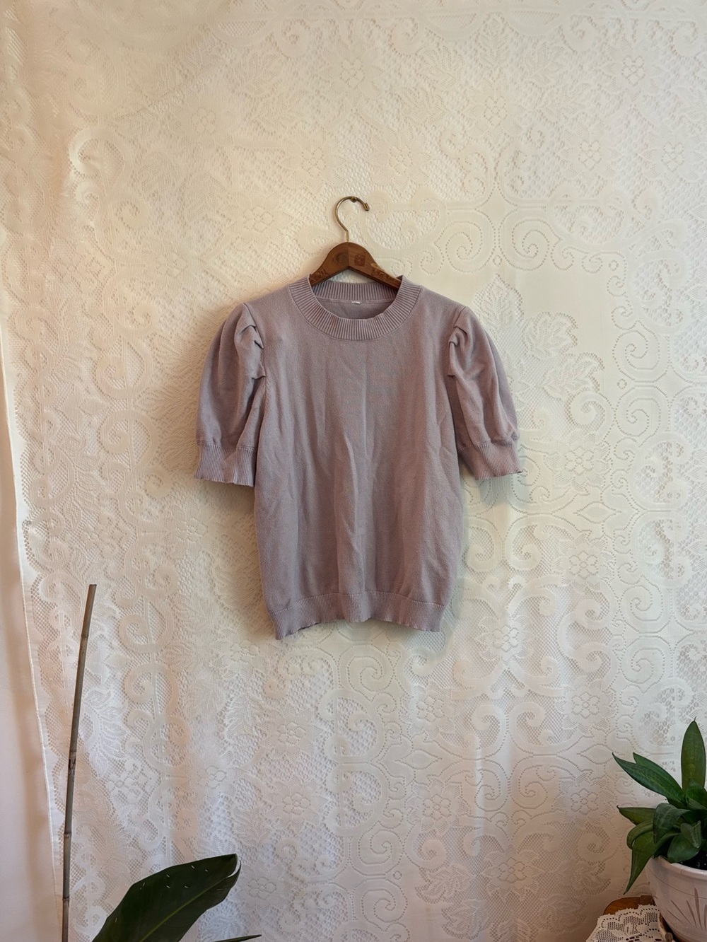 Women's Puff Sleeve Knit Top - Lavender